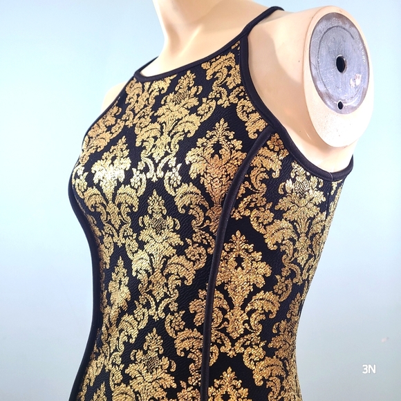 WINDSOR Black and Gold Midi Dress, S - Picture 2 of 8